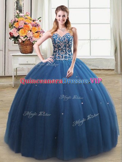 Inexpensive Tulle Sleeveless Floor Length Sweet 16 Quinceanera Dress and Beading - Click Image to Close