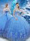 Baby Blue Sweetheart Neckline Beading and Appliques Quinceanera Dress Sleeveless Lace Up