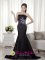 Kula Hawaii/HI Mermaid Strapless Brush Train Satin Black MysteriousQuinceanera Dama Dress With Appliques