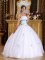 Creston Iowa/IA Appliques Decorate For Vintage White Strapless Quinceanera Dress With White Tulle