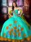 Fancy Sleeveless Satin Floor Length Lace Up Sweet 16 Dress in Multi-color with Embroidery