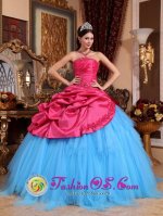 Stylish Red and Blue Sabana de la Mar Dominican Republic Quinceanera Dress With Appliques and Beadings Ball Gown For Sweet 16(SKU QDZY634y-3BIZ)