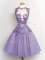 Cute Chiffon High-neck Sleeveless Lace Up Lace Quinceanera Court of Honor Dress in Lilac