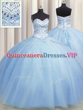 Low Price Bling-bling Big Puffy Sleeveless Beading Lace Up Sweet 16 Dress