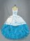 Suitable Baby Blue Lace Up Sweetheart Beading and Ruffles Ball Gown Prom Dress Organza Sleeveless