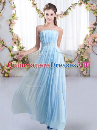 Charming Chiffon Sleeveless Vestidos de Damas Sweep Train and Beading