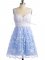 Straps Sleeveless Lace Up Vestidos de Damas Light Blue Lace