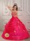 Gautier Mississippi/MS Hot Pink Appliques Decorate Strapless Layered Ruching Quinceanera Dress