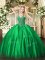 Green Sleeveless Floor Length Beading Lace Up Sweet 16 Quinceanera Dress