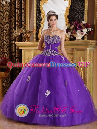 Wistaston Cheshire Elegant Purple New Quinceanera Dress For Sweetheart Appliques Decorate Bodice Tulle Ball Gown