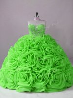 Charming Lace Up 15 Quinceanera Dress Beading Sleeveless Brush Train