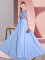 Modest Lavender Sleeveless Floor Length Beading and Appliques Backless Quinceanera Dama Dress