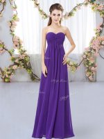 Chiffon Sweetheart Sleeveless Zipper Ruching Dama Dress for Quinceanera in Purple