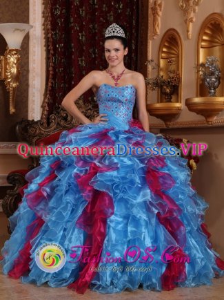 Vaasa Finland Multi-color Beaded Decorate bodice Organza Amazing Quinceanera Dresses