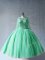 Floor Length Apple Green Sweet 16 Dresses Scoop Long Sleeves Lace Up