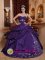 Hill City South Dakota/SD Eggplant Purple Embroidery Sweetheart Quinceanera Dresses With Ruched Bodice Taffeta