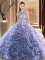 Chic Criss Cross Multi-color Sleeveless Brush Train Ruffles and Pattern Quinceanera Dresses