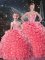 Ball Gowns Vestidos de Quinceanera Coral Red Sweetheart Organza Sleeveless Floor Length Lace Up