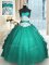 Elegant Beading and Lace and Appliques and Ruching Sweet 16 Dress Turquoise Lace Up Sleeveless Floor Length