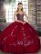 Charming Wine Red Ball Gowns Tulle Sweetheart Sleeveless Beading and Embroidery Floor Length Lace Up Quince Ball Gowns