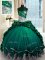 Pick Ups Ball Gowns Sleeveless Dark Green Quince Ball Gowns Brush Train Lace Up