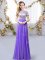 Lavender Zipper Scoop Sequins Dama Dress Chiffon Short Sleeves