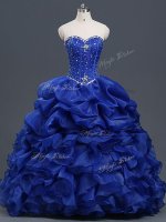 Captivating Floor Length Royal Blue 15 Quinceanera Dress Sweetheart Sleeveless Lace Up