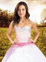 White Lace Up Sweetheart Beading Quinceanera Dress Tulle Sleeveless(SKU XBQD057BIZ)