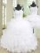 Fantastic Three Piece Straps Sleeveless Lace Up Floor Length Beading and Ruffles Sweet 16 Quinceanera Dress