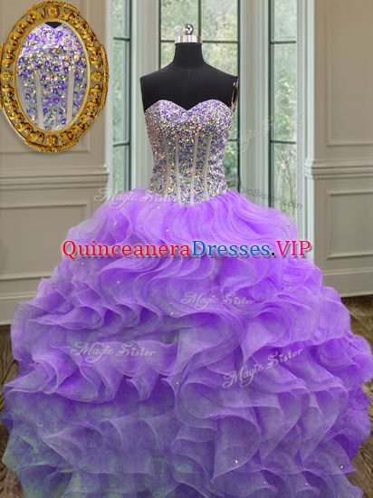 Wonderful Sweetheart Sleeveless Organza Sweet 16 Quinceanera Dress Beading and Ruffles Lace Up - Click Image to Close