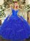 Sweet Floor Length Ball Gowns Long Sleeves Royal Blue Vestidos de Quinceanera Lace Up