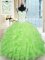 Straps Sleeveless 15th Birthday Dress Floor Length Beading and Ruffles Yellow Green Organza