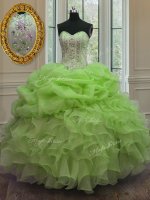 Elegant Pick Ups Ball Gowns Quince Ball Gowns Sweetheart Organza Sleeveless Floor Length Lace Up