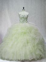 Yellow Green Sweet 16 Dress Tulle Brush Train Sleeveless Beading(SKU PSSW1001-1BIZ)