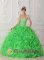 Dana Point California Beautiful Rolling Flowers Green Quinceanera Dress For Strapless Organza With Beading Ball Gown