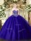 Captivating Floor Length Blue 15th Birthday Dress Tulle Sleeveless Beading