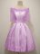 Glittering Lilac Half Sleeves Taffeta Lace Up Quinceanera Dama Dress for Prom and Party and Wedding Party