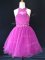 Custom Design Mini Length Fuchsia Kids Pageant Dress Halter Top Sleeveless Lace Up