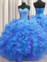 Superior Organza Sweetheart Sleeveless Lace Up Beading and Ruffles Military Ball Dresses in Multi-color