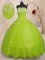 Delicate Floor Length Yellow Green Sweet 16 Dresses Strapless Sleeveless Lace Up