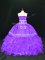 Lavender Ball Gown Prom Dress Sweet 16 and Quinceanera with Embroidery and Ruffles Strapless Sleeveless Lace Up