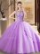 Lavender Scoop Neckline Beading 15 Quinceanera Dress Sleeveless Lace Up