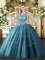 Delicate Tulle Sleeveless Floor Length Vestidos de Quinceanera and Beading and Appliques