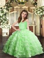 Dramatic Sleeveless Ruffled Layers Lace Up Little Girls Pageant Dress