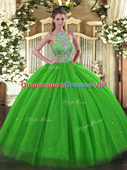 Extravagant Ball Gowns Beading Ball Gown Prom Dress Lace Up Tulle Sleeveless Floor Length - Click Image to Close