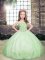 Straps Sleeveless Glitz Pageant Dress Floor Length Beading Yellow Green Tulle