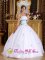 Commerce TX Appliques Decorate For Vintage White Strapless Quinceanera Dress With White Tulle