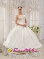 Meridian Idaho/ID The Most Popular White Quinceanera Dress With Beading Strapless Floor-length Taffeta Ball Gown(SKU QDZY285-CBIZ)