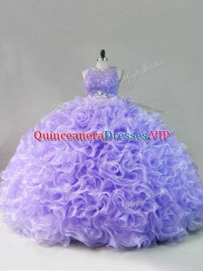 Custom Designed Fabric With Rolling Flowers Sleeveless Floor Length Quinceanera Gowns and Beading - Click Image to Close