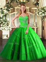 Glittering Sleeveless Beading Floor Length Quinceanera Gown